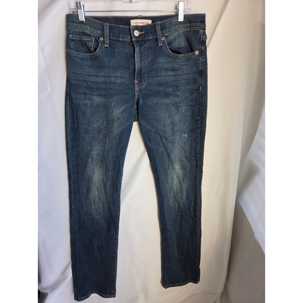 Lucky Brand Jeans Womens Blue Dark Wash Straight Mid Rise Straight Leg